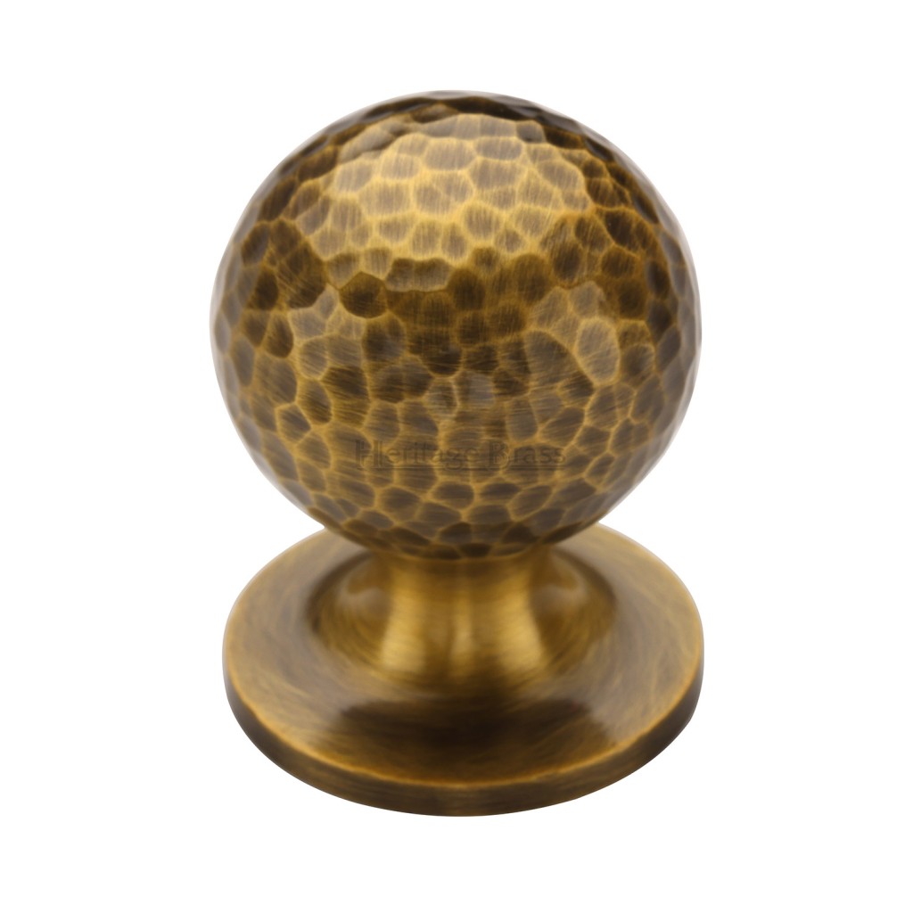 M Marcus Heritage Brass Cabinet Knob Ball Hammered Design 32mm